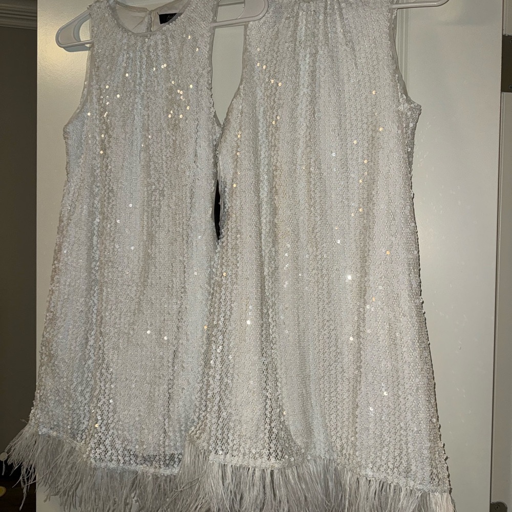 Aidan Mattox White Sequin Cocktail Dress